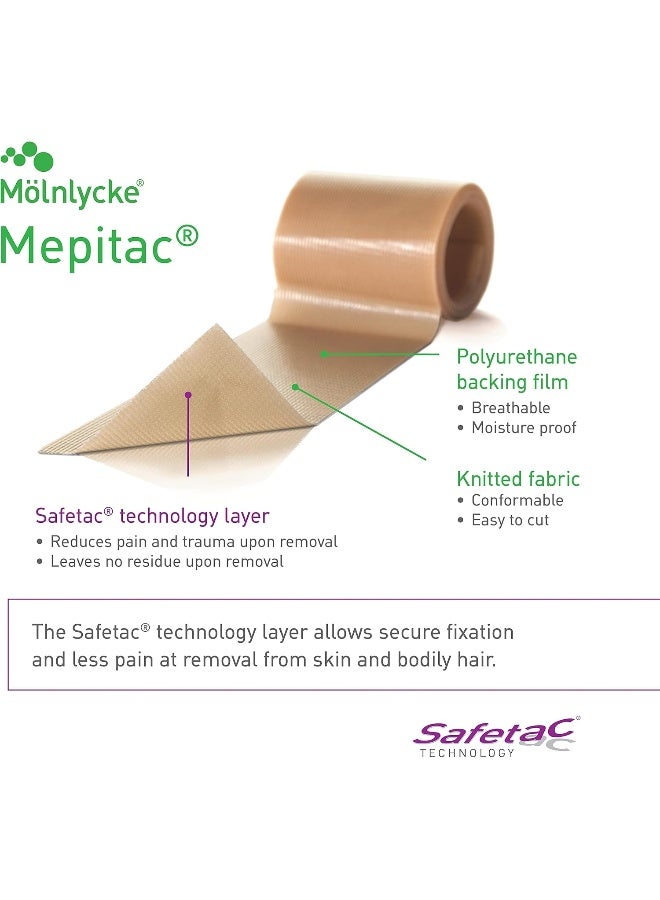 Molnlycke Mepitac 298300 Soft Silicone Tape, 2 cm x 3/0.8 in x 3.3 yd - Image 2